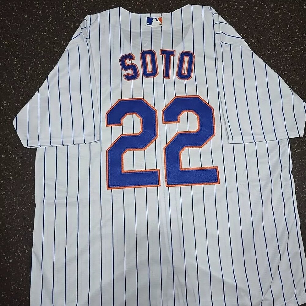 Juan Soto New York Mets 2024 Jersey Pinstripes Size XL - White